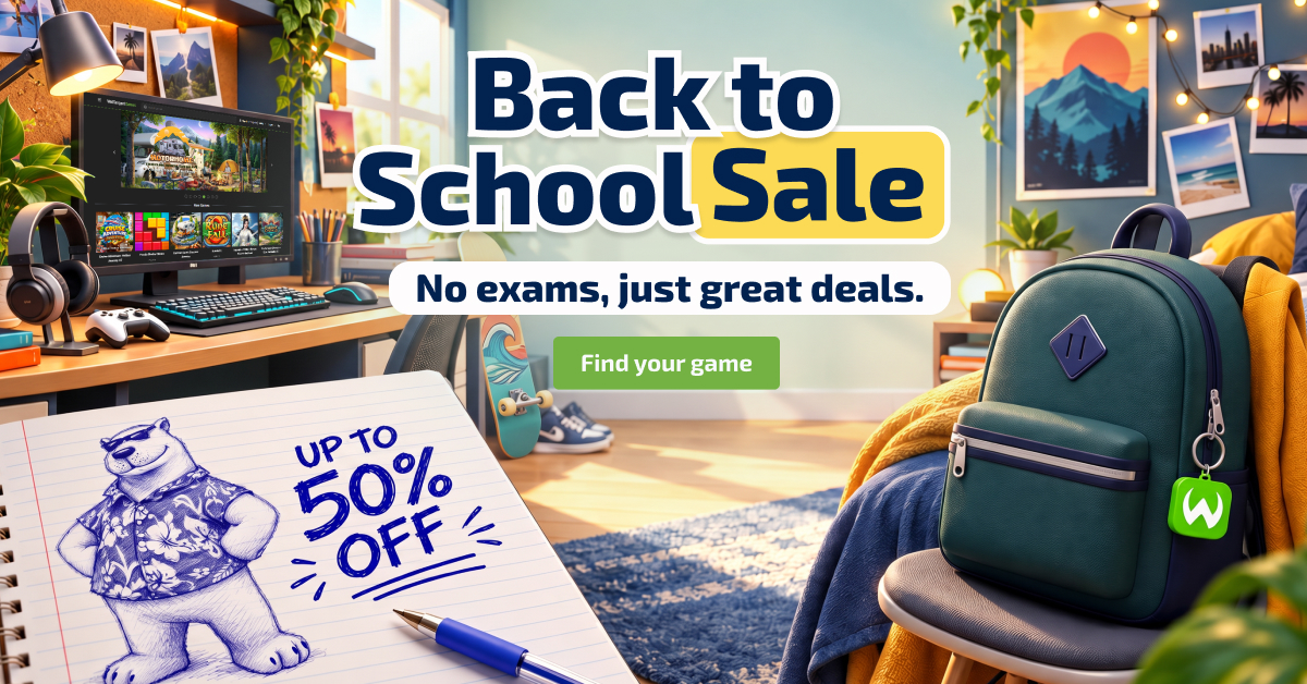 Back to School Sale this Saturday only. 50% off. Click to visit the WildTangent Website. 
