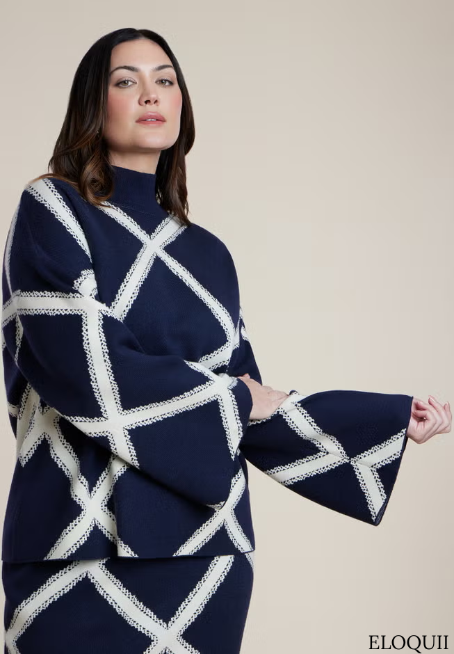 Shop The Mock Neck Intarsia Sweater