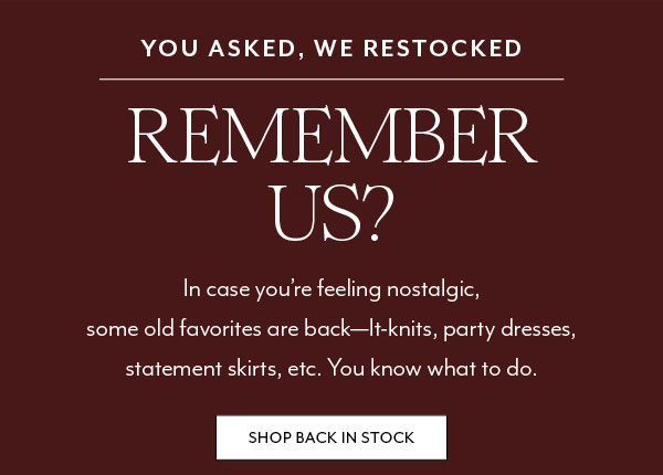 Shop Back in Stock