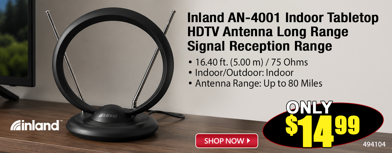 Inland AN-4001 Indoor Tabletop HDTV Antenna Long Range Signal Recption Range