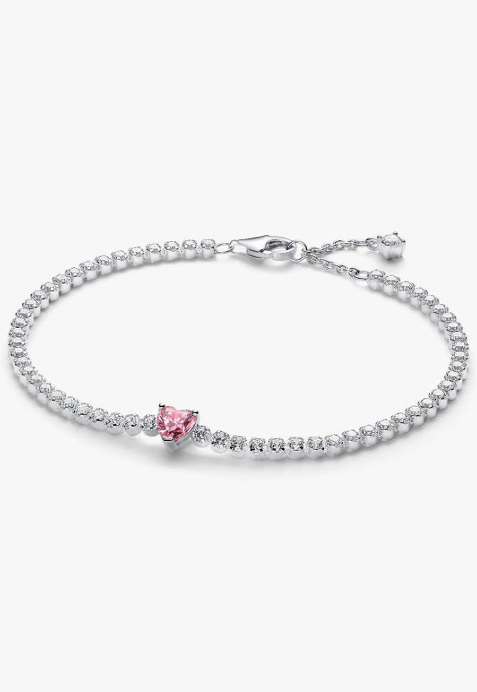 Pandora Moments Snake Chain Bracelet with Heart Clasp