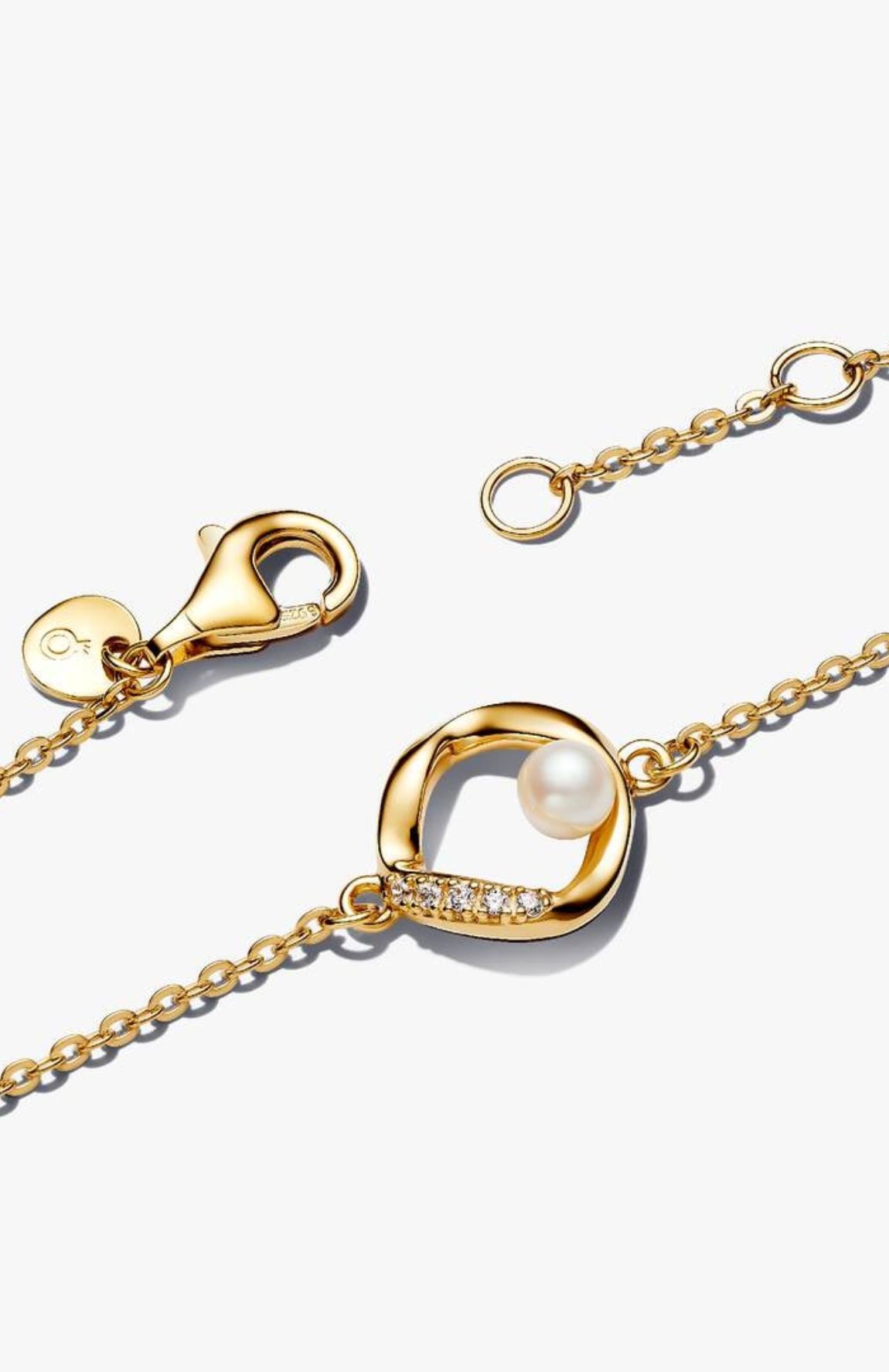 Organically Shaped Pavé Circle & Treated Freshwater Cultured Pearl Collier Necklace