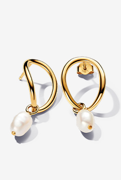 Organically Shaped Circle & Baroque Treated Freshwater Cultured Pearl Earrings