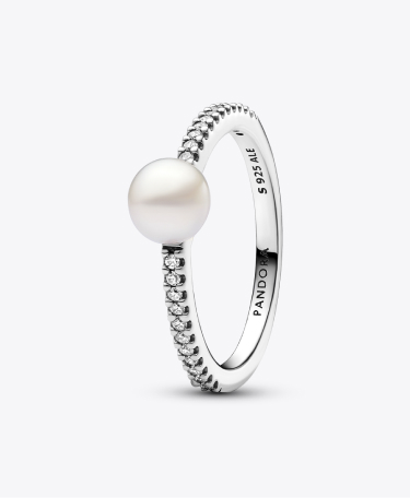Treated Freshwater Cultured Pearl & Pavé Ring