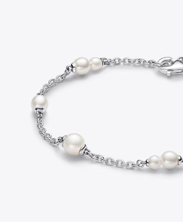 Treated Freshwater Cultured Pearl Station Chain Bracelet