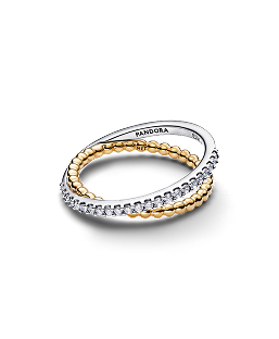  Crossover Beads & Pavé Double Band Ring