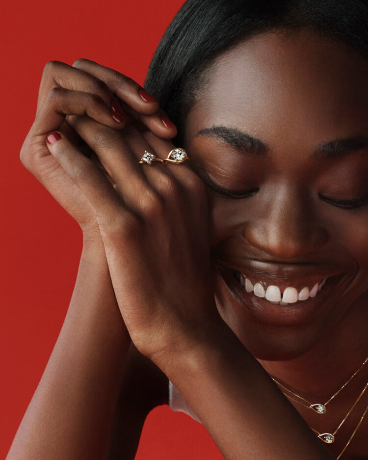 Model wearing Pandora lab-grown diamonds