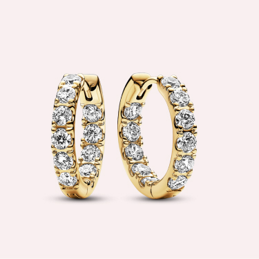 Sparkling Row Eternity Hoop Earrings