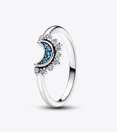 Celestial Blue Sparkling Moon Ring