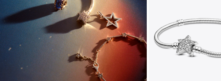 Pandora Moments Asymmetric Star Clasp Snake Chain Bracelet