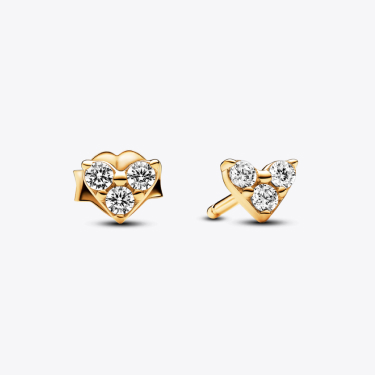 Triple Stone Heart Stud Earrings