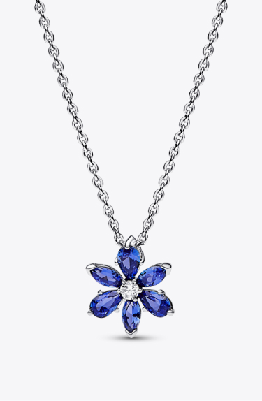 Sparkling Blue Herbarium Cluster Pendant Necklace