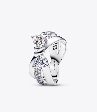 Sparkling Bow Crossover Ring