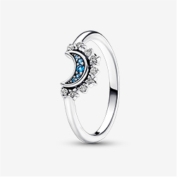 Celestial Blue Sparkling Moon Ring