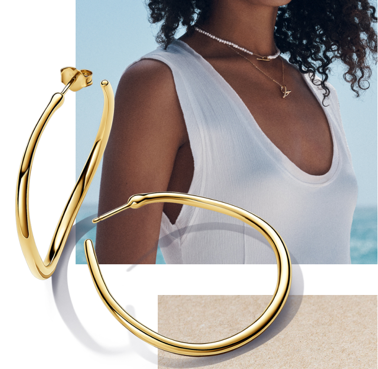 Organically Shaped 42 mm Open Hoop Earrings