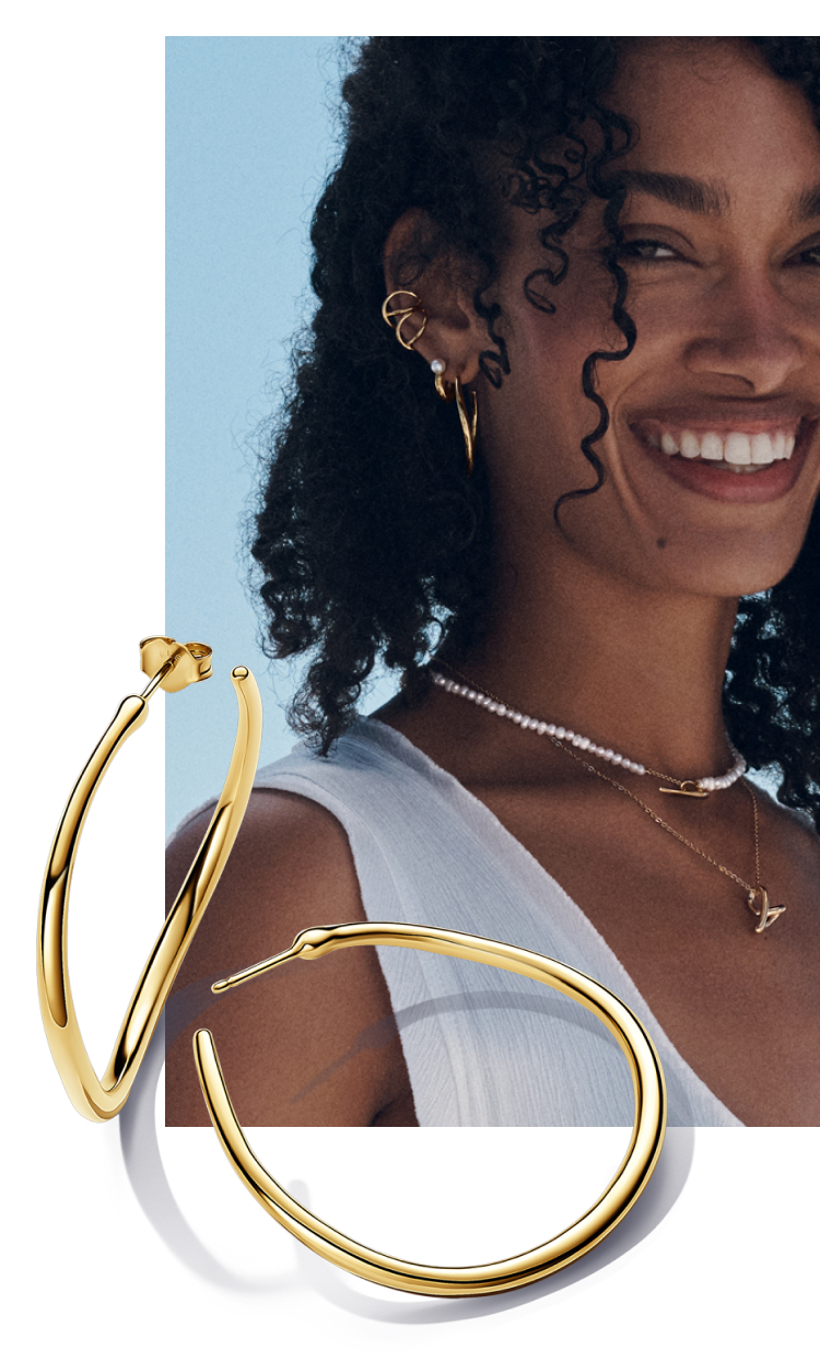 Organically Shaped 42 mm Open Hoop Earrings