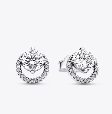 Sparkling Round Halo Stud Earrings