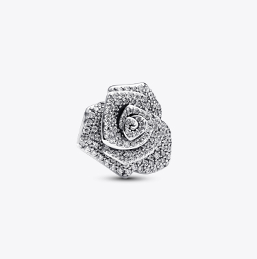 Sparkling Rose in Bloom Oversized Charm