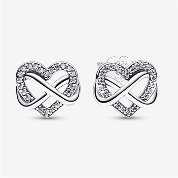 Sparkling Infinity Heart Stud Earrings