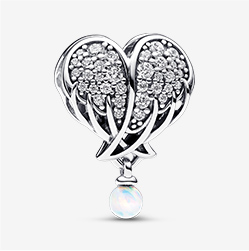 Sparkling Angel Wings & Heart Charm