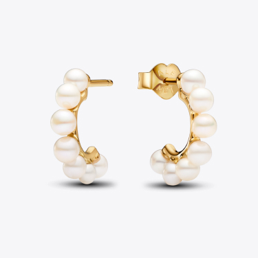 Treated Freshwater Cultured Pearls Open Hoop Earrings