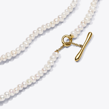 Treated Freshwater Cultured Pearls  T-bar Collier Necklace