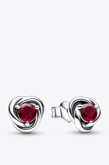 July True Red Eternity Circle Stud Earrings