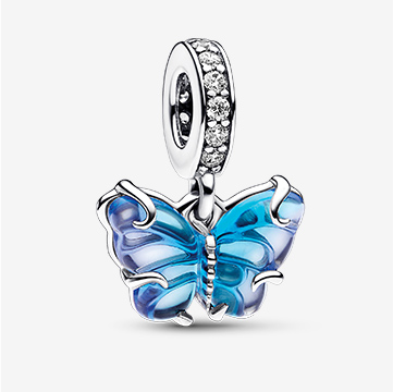 Blue Murano Glass Butterfly Dangle Charm
