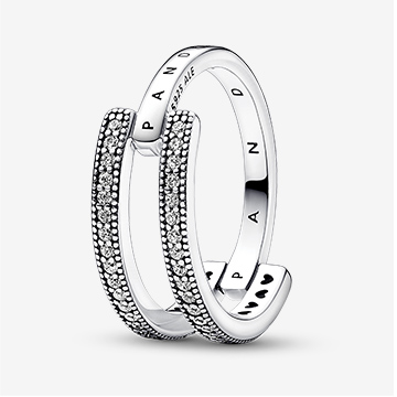 Pandora Signature Logo & Pavé Double Band Ring