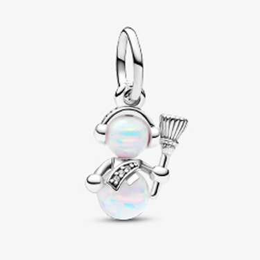 Opalescent Snowman Dangle Charm