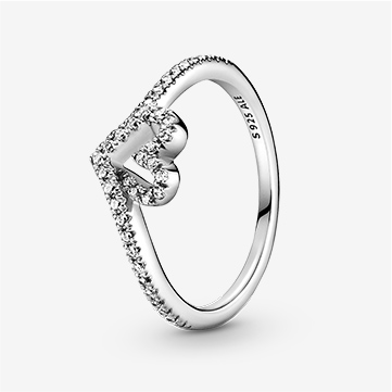 Sparkling Wishbone Heart Ring