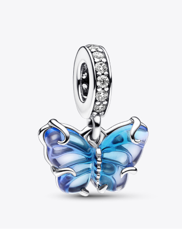 Blue Murano Glass Butterfly Dangle Charm