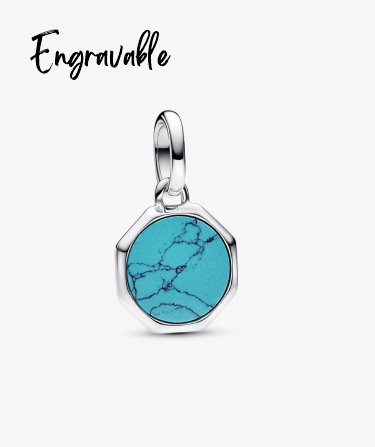 Turquoise Blue Engravable Mini Medallion Charm