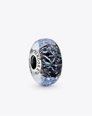 Wavy Dark Blue Murano Glass Ocean Charm