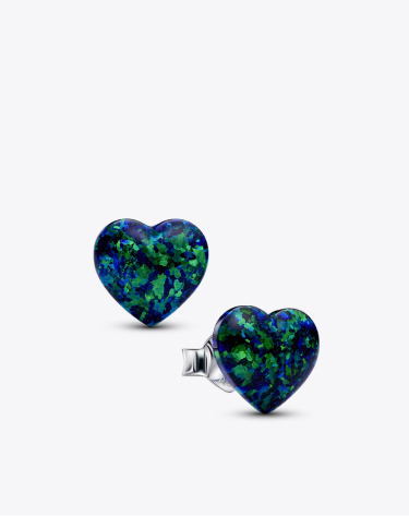 Opalescent Green Heart Stud Earrings