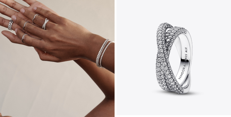 Pandora Timeless Pavé Crossover Dual Band Ring