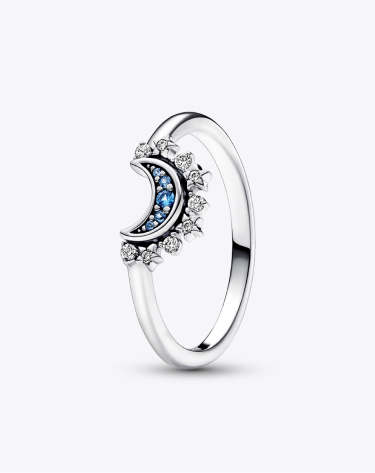 Celestial Blue Sparkling Moon Ring