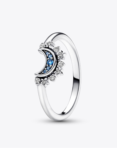 Celestial Blue Sparkling Moon Ring