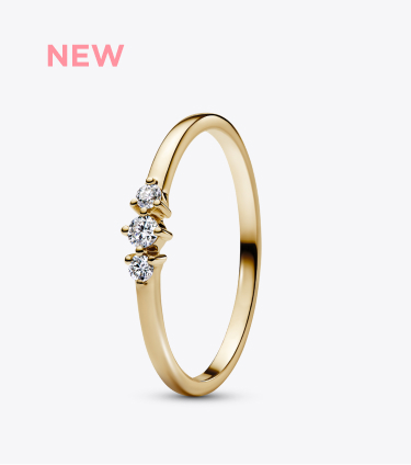 Pandora Era 14k Gold Micro Lab-grown Diamond Triple Stone Ring  
