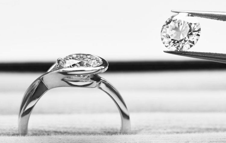 A lab-grown diamond ring and a diamond