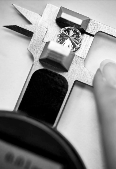 A lab-grown diamond being examined