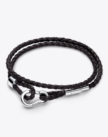 Pandora Moments Brown Braided Double Leather Bracelet