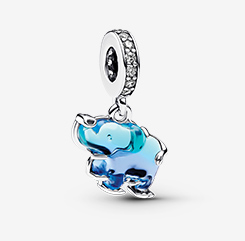 Blue Murano Glass Elephant Dangle Charm