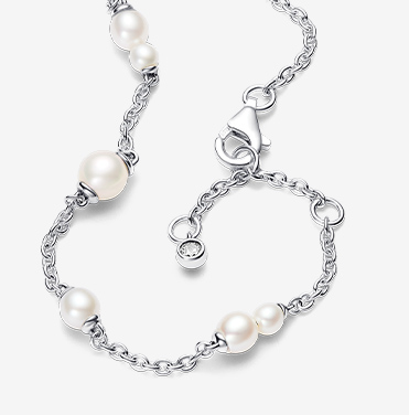 Treated Freshwater Cultured Pearl Station Chain Bracelet