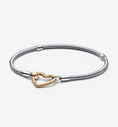 Pandora Moments Heart Closure Snake Chain Bracelet