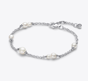 Treated Freshwater Cultured Pearl Station Chain Bracelet