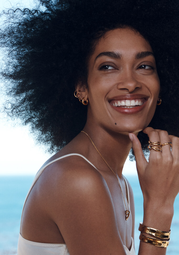 Model wears Pandora bangles