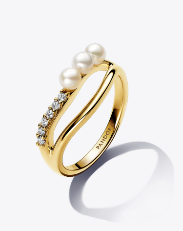 Treated Freshwater Cultured Pearls & Stones Open Ring