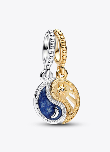 Two-tone Splittable Sun & Moon Dangle Charm