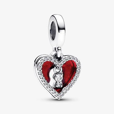 Red Heart & Keyhole Double Dangle Charm